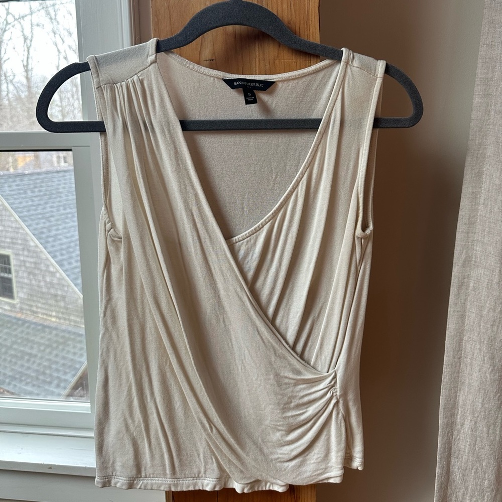 Banana Republic White Draped Top